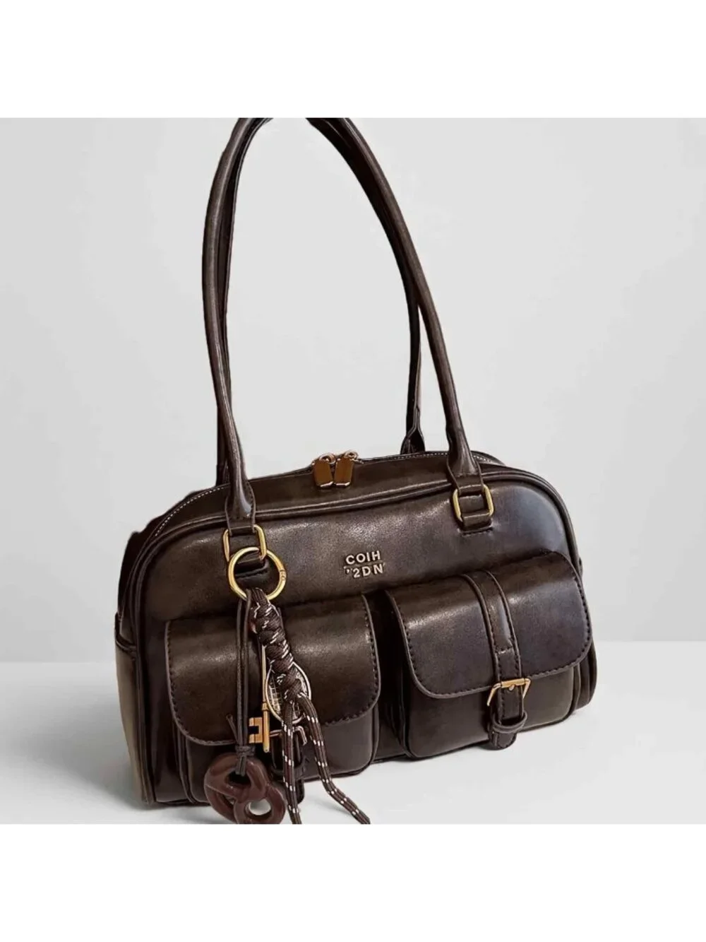 Vintage Y2K Leather Shoulder Bag - Cute Brown Hobo Purse for Women, Summer